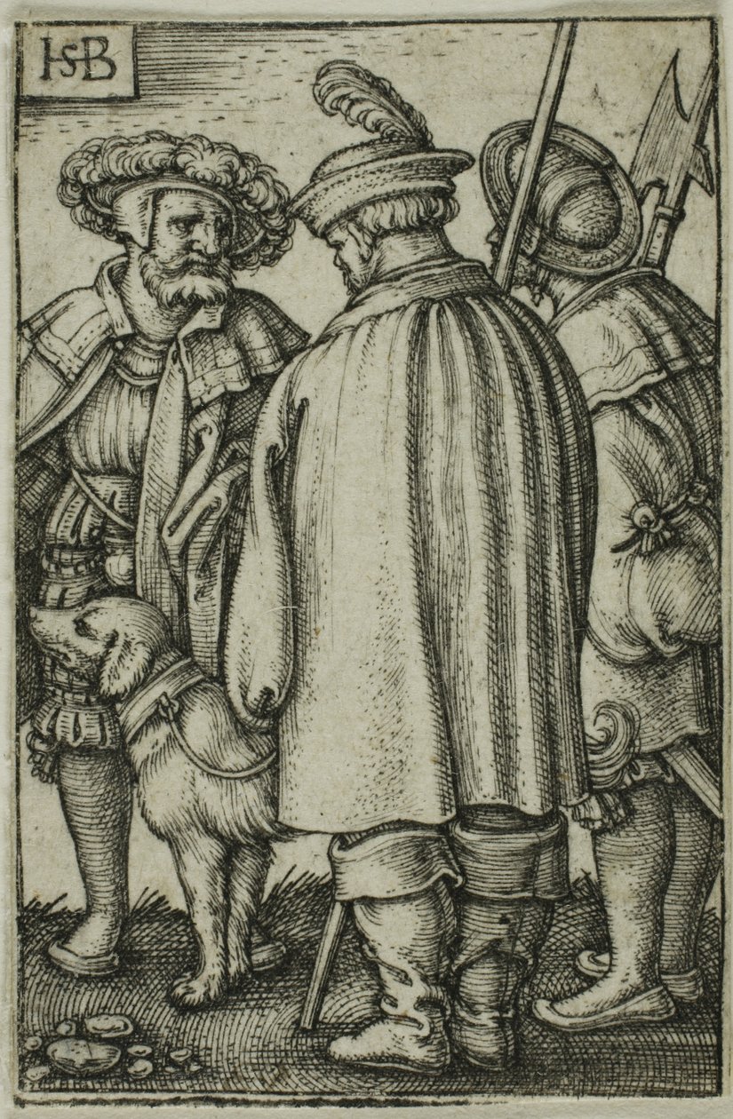 Tre soldati e un cane da Hans Sebald Beham