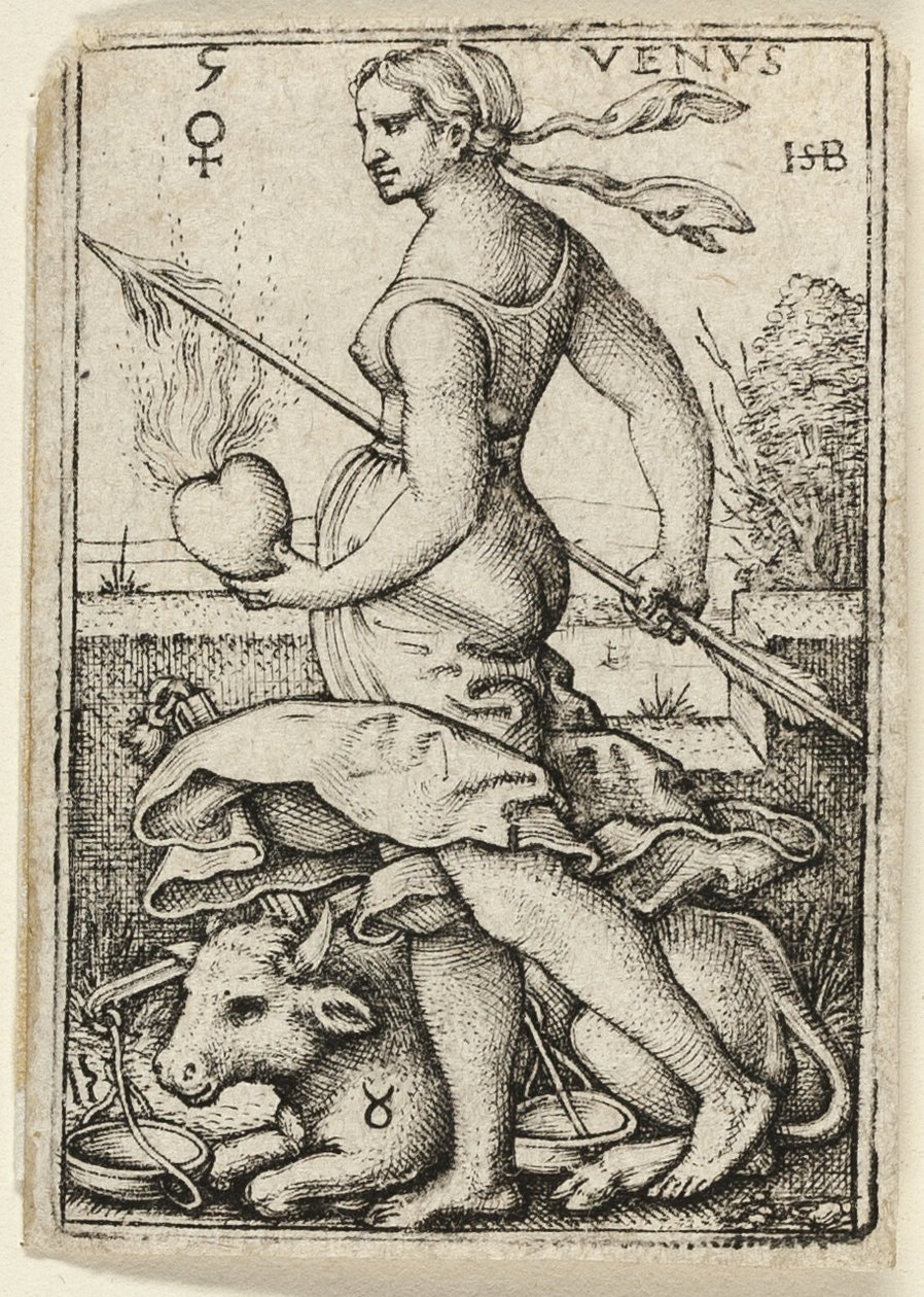 Venere, tavola cinque da I sette pianeti con gli zodiaci da Hans Sebald Beham