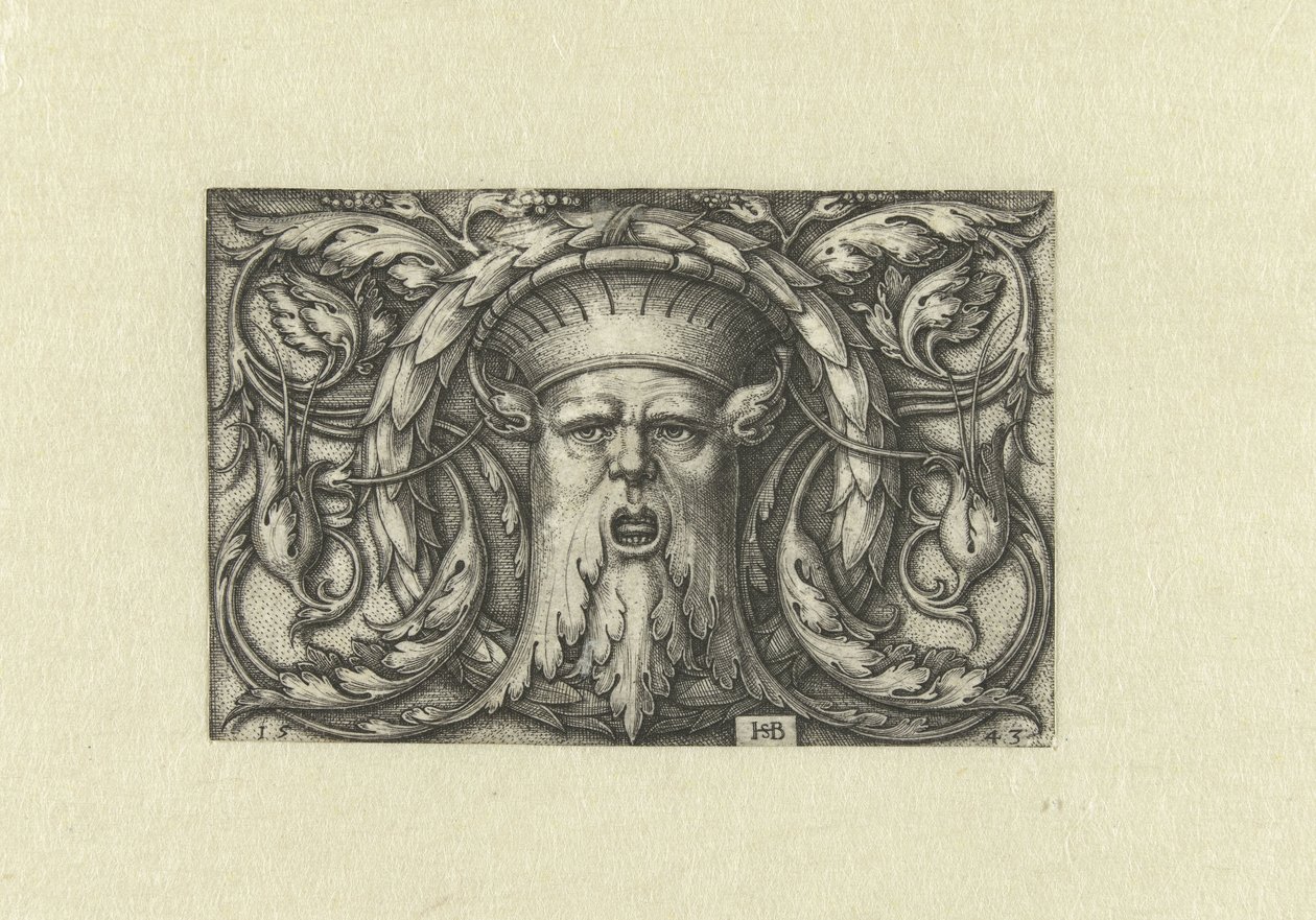 Decorazione piatta. Maschera con una corona da Hans Sebald Beham