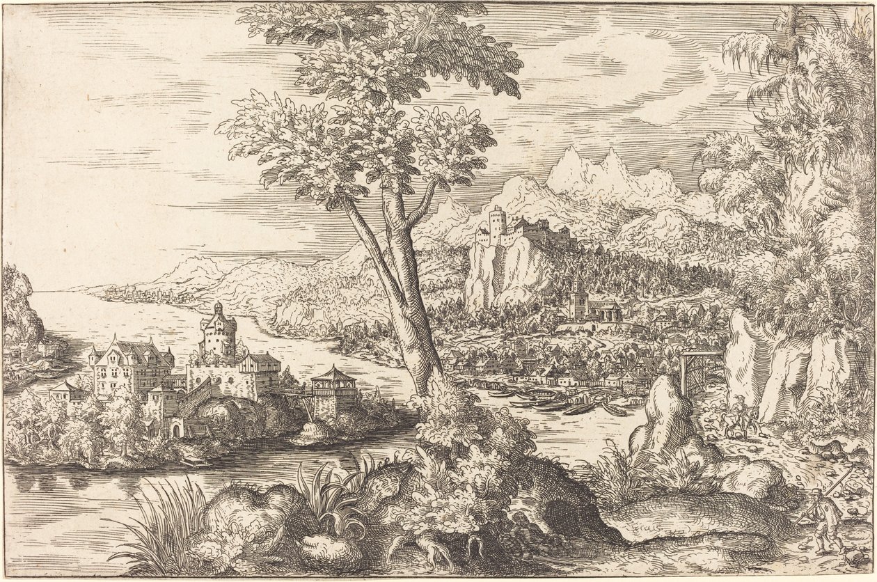 Paesaggio con tre uomini, c. 1558-1559 da Hans Sebald Lautensack