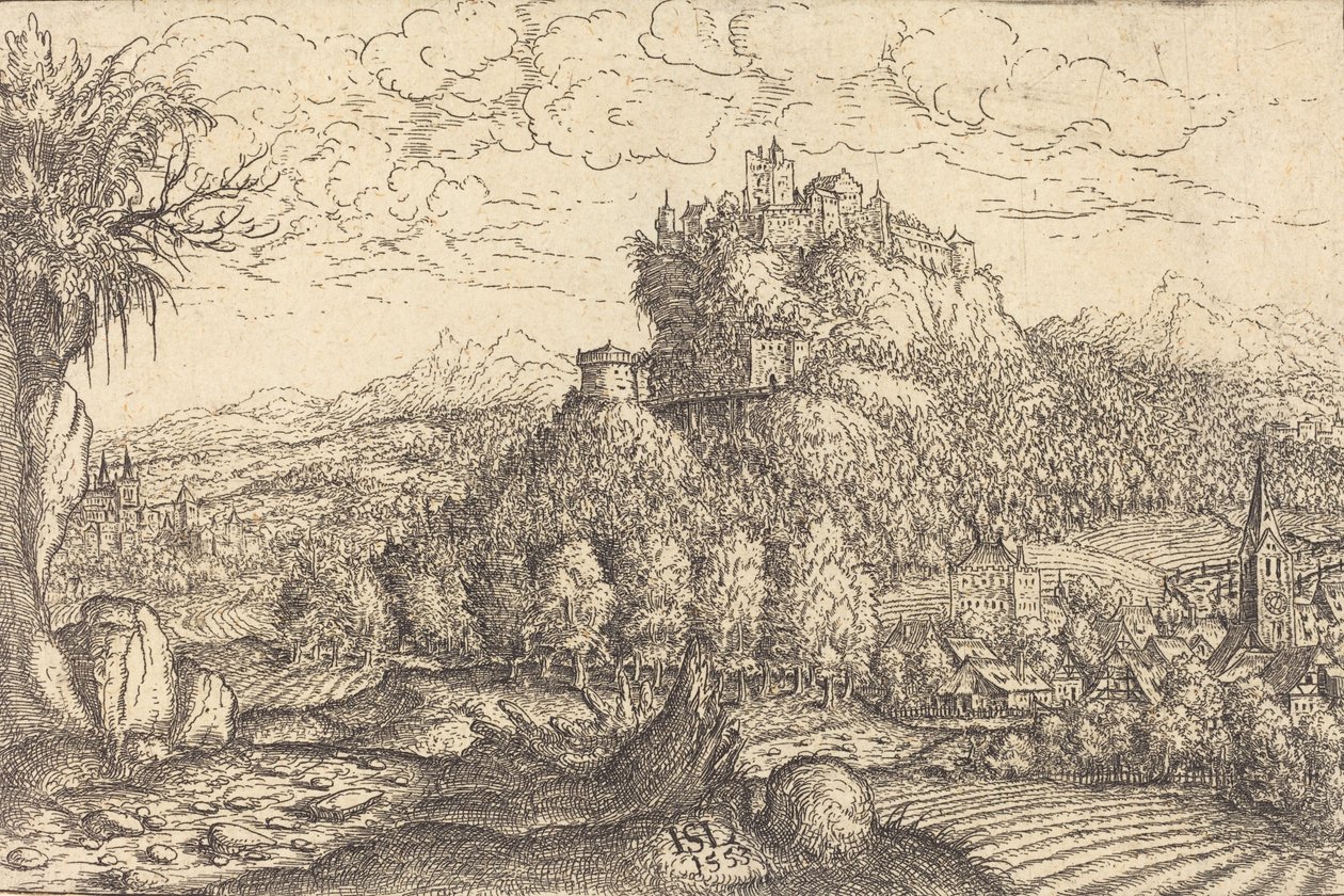 Paesaggio con un castello al centro, 1553 da Hans Sebald Lautensack