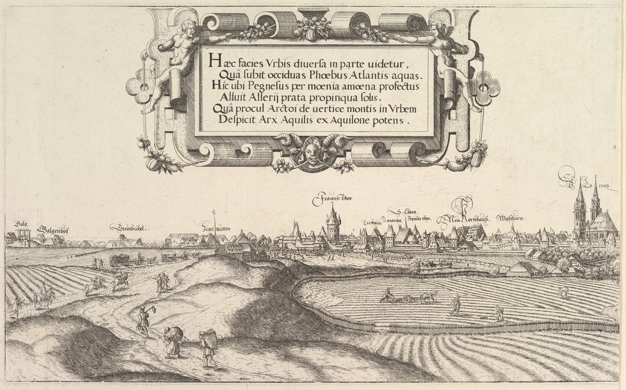 Veduta di Norimberga, verso est, piastra sinistra, 1552 da Hans Sebald Lautensack