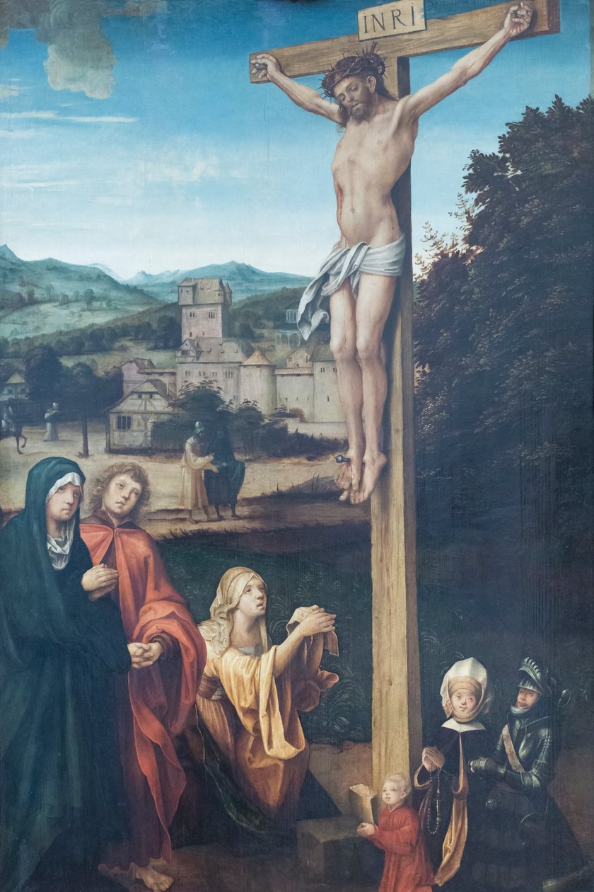 Cristo crocifisso con Maria, San Giovanni, Santa Maria Maddalena e patroni da Hans Suess Kulmbach