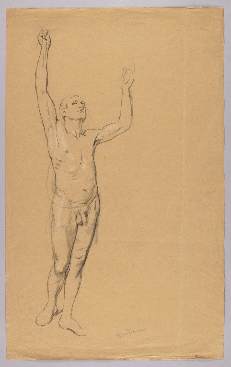 Akt eines Mannes mit erhobenen Armen da Hans Thoma