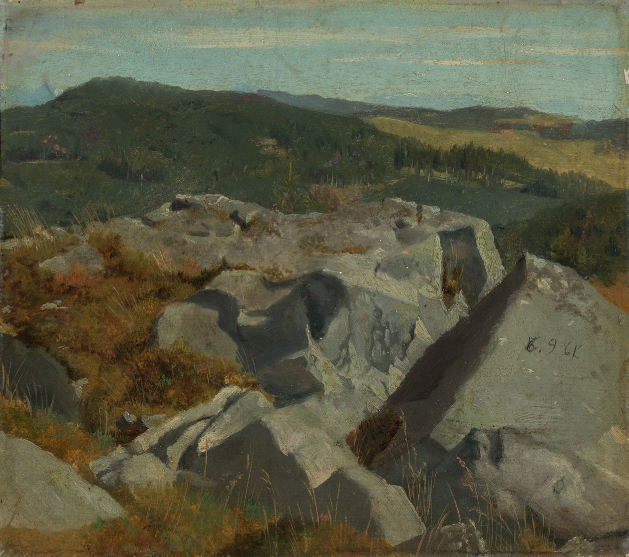 Vista sulle rocce e sulle catene montuose da Hans Thoma
