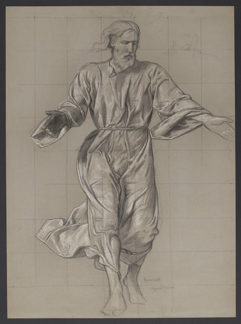 Cristo con le vesti al vento, a braccia aperte da Hans Thoma