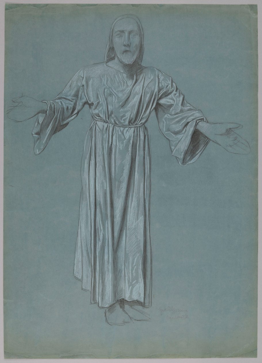 Cristo con le braccia aperte (recto e verso) da Hans Thoma