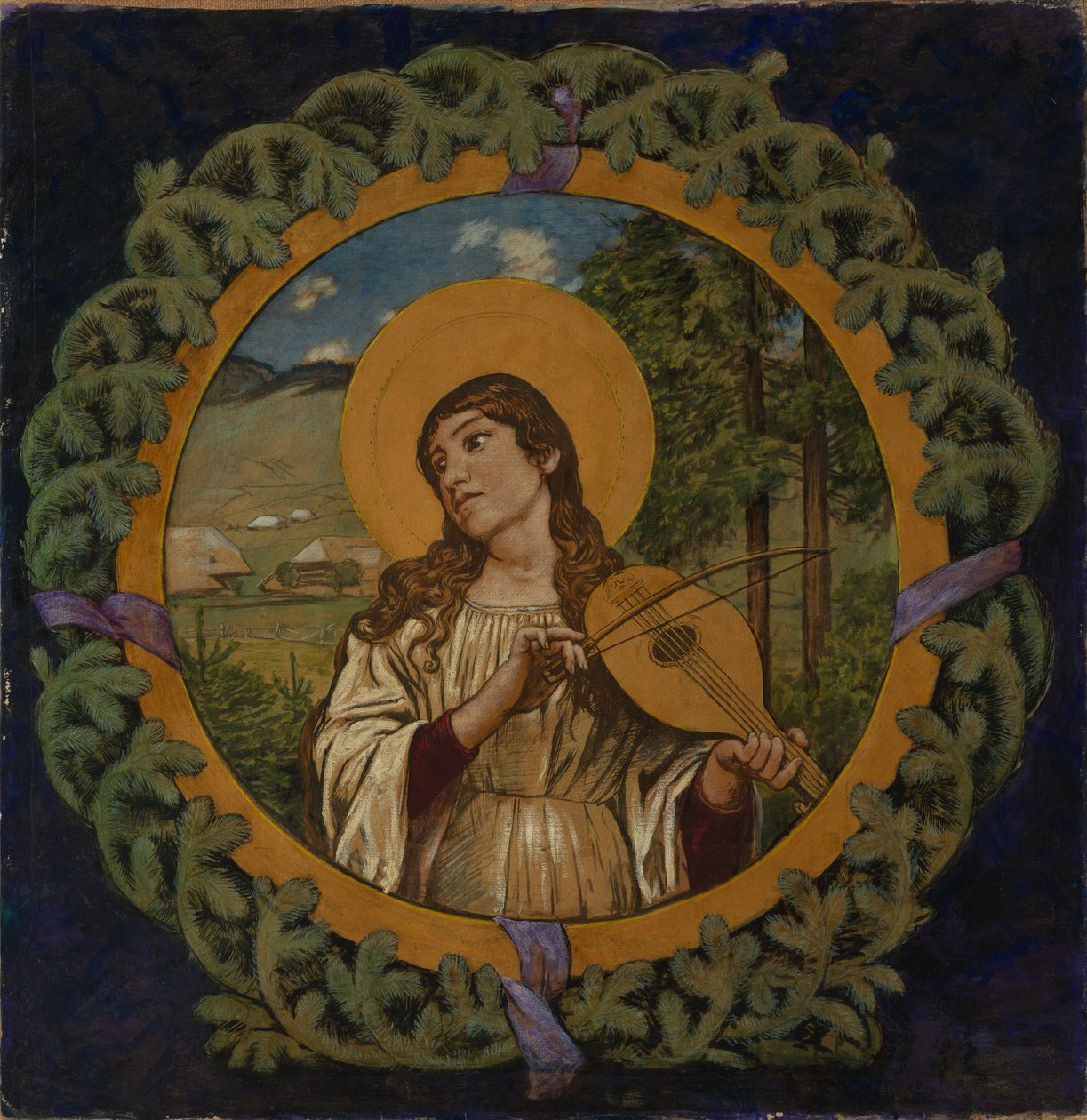 Santa Cecilia nella corona di abete da Hans Thoma