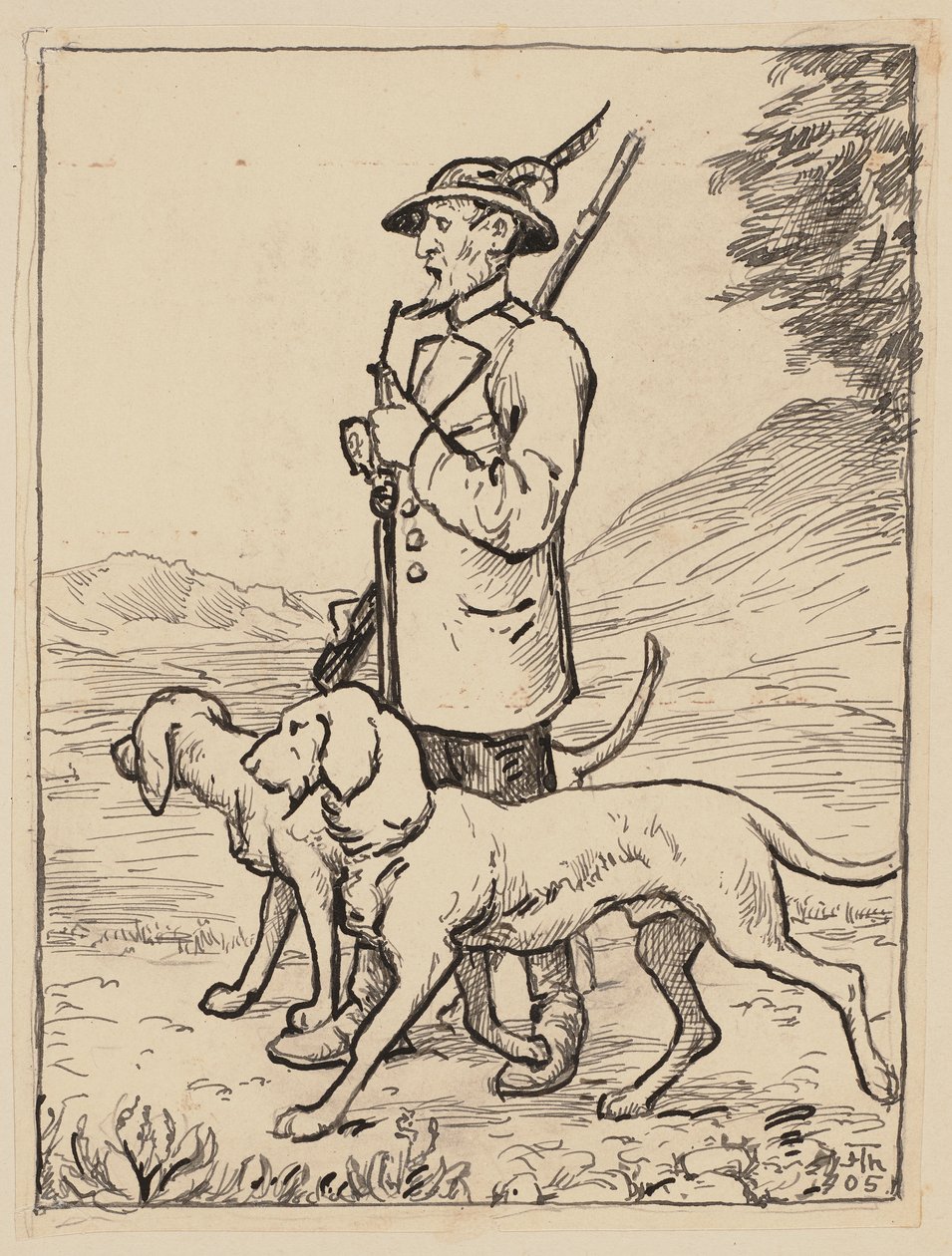 Disegno per il sillabario: Cacciatore da Hans Thoma