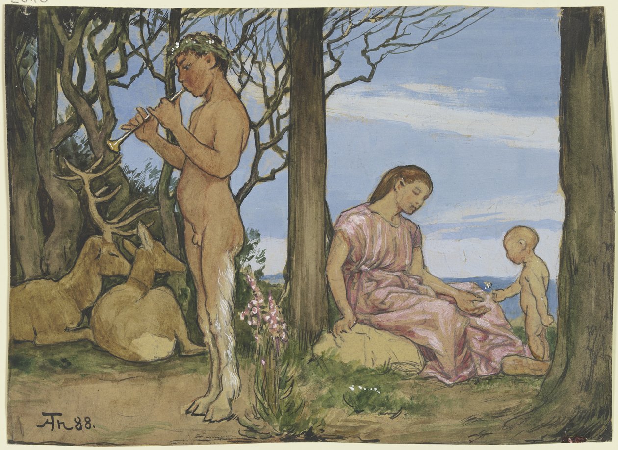 Fauno e ninfa da Hans Thoma