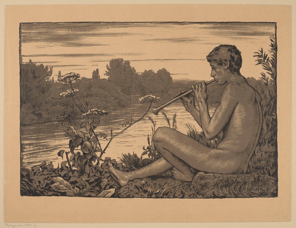 Fauno che suona il flauto da Hans Thoma