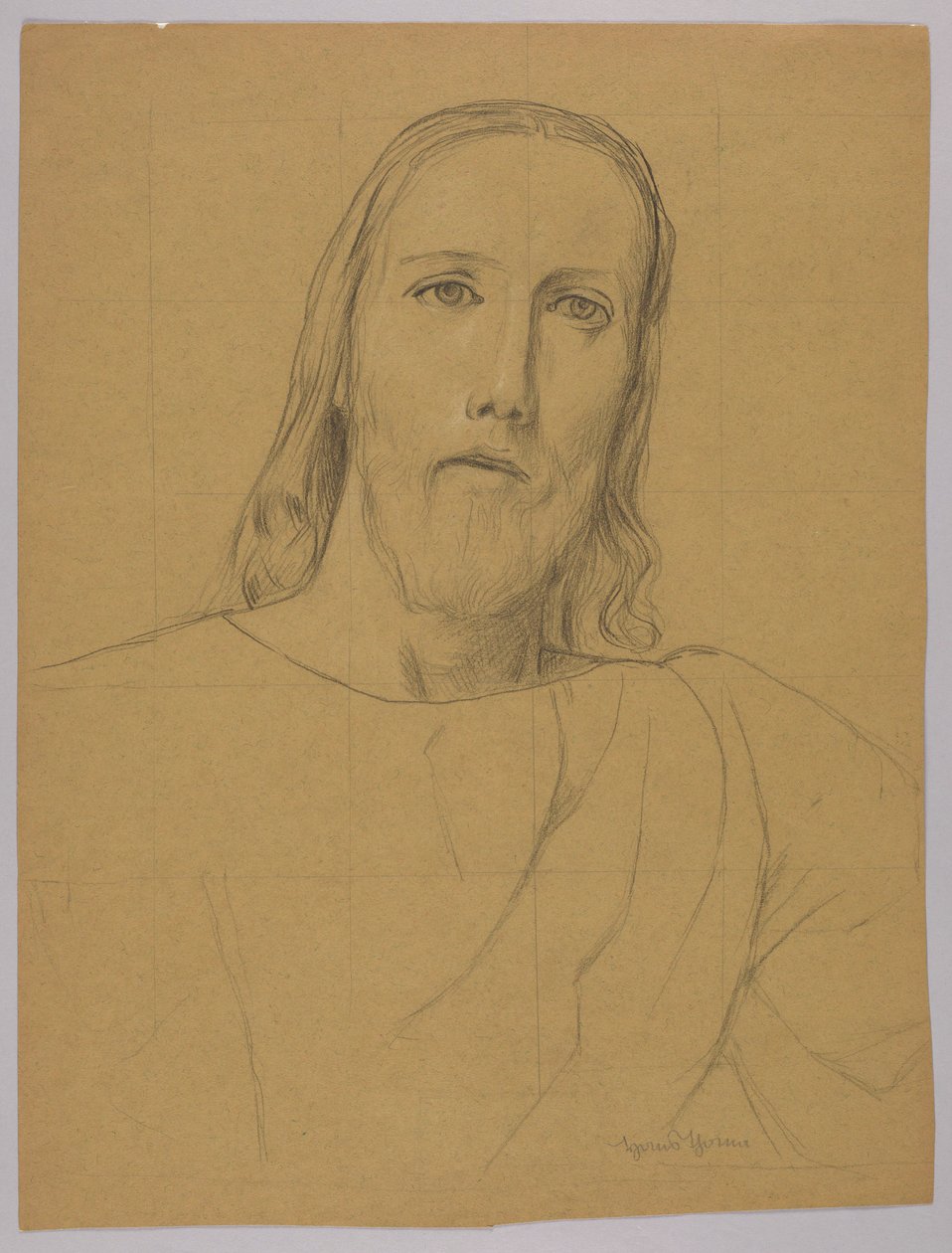 Testa di Cristo, verso: Crocifissione di Cristo da Hans Thoma