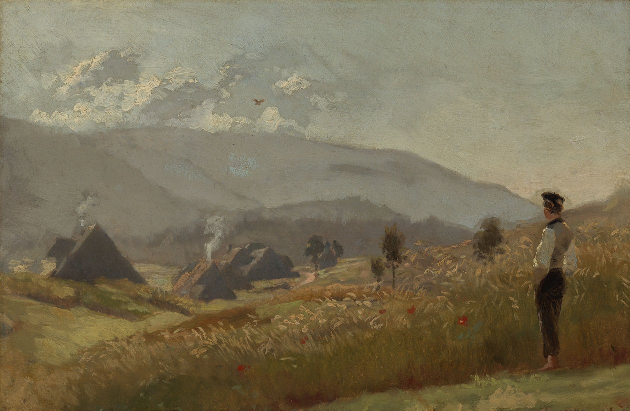 Giovane contadino in un campo di grano da Hans Thoma