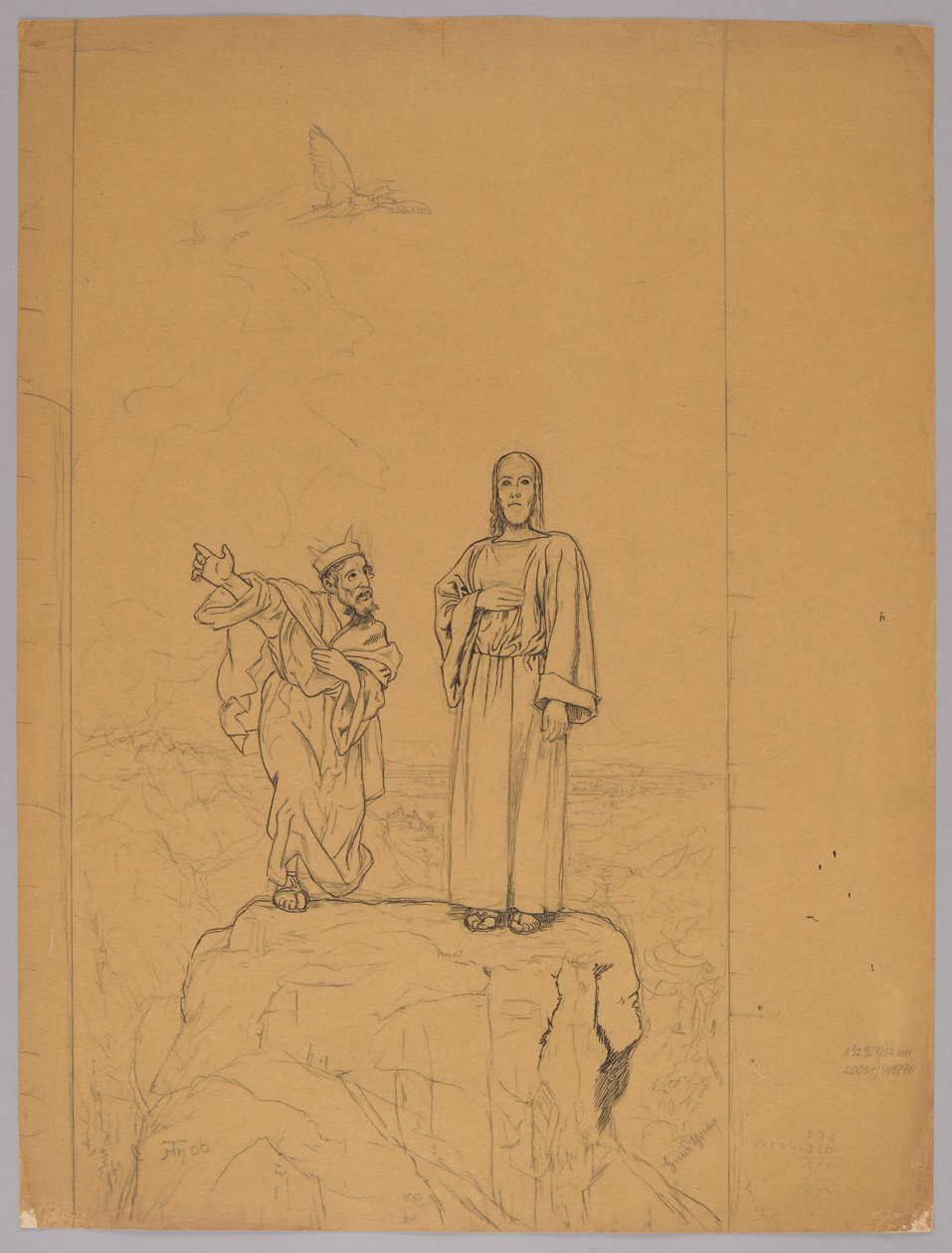 Die Versuchung Christi, verso: Christus gekreuzigt da Hans Thoma
