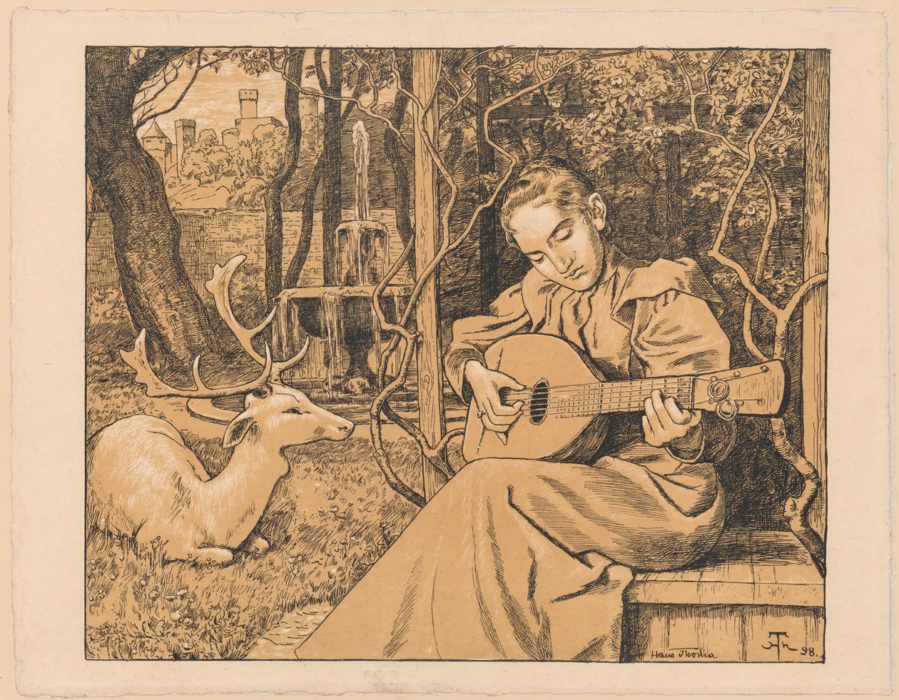 La suonatrice di liuto. Allegoria della musica da Hans Thoma
