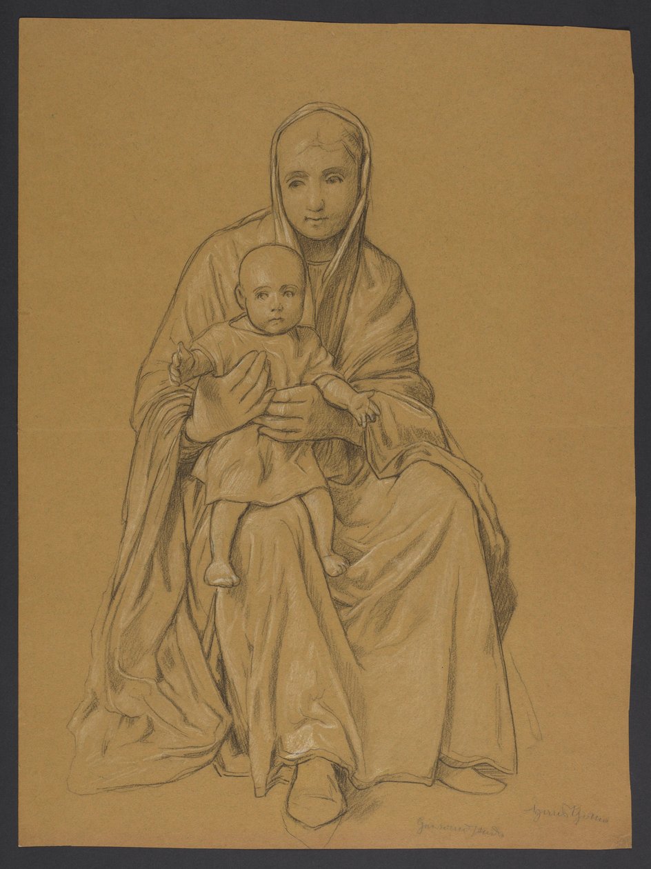 Maria con Gesù in grembo da Hans Thoma