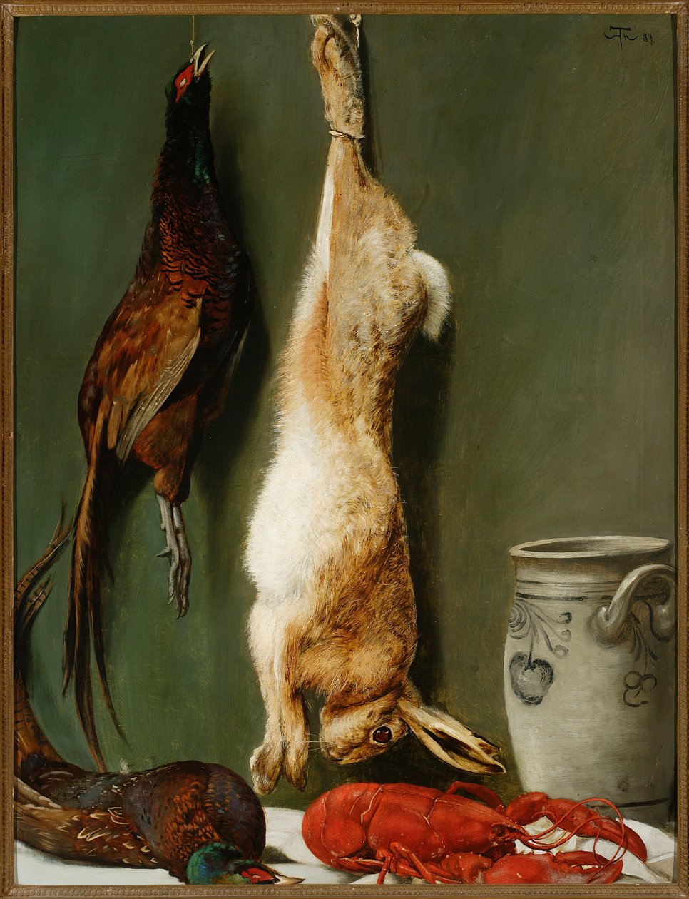 Natura morta: lepre, fagiani, aragosta e brocca da Hans Thoma