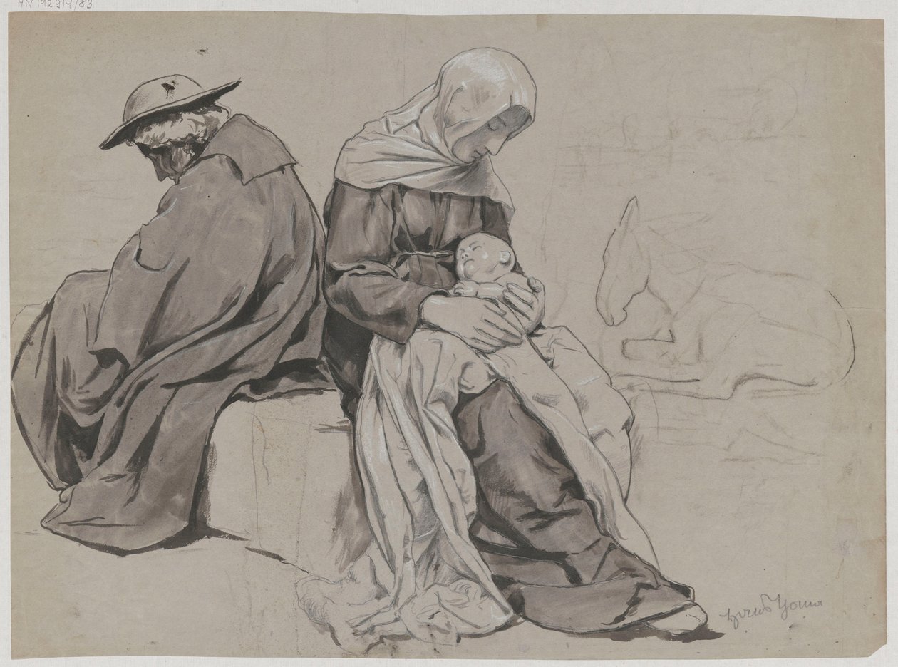 Riposo della Sacra Famiglia durante la fuga in Egitto da Hans Thoma
