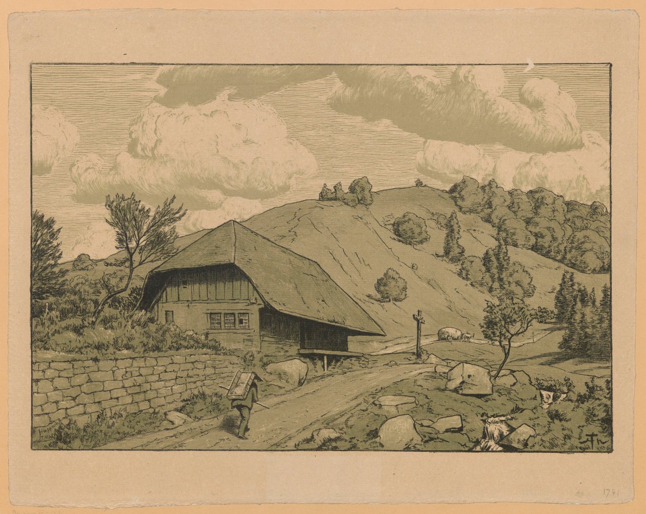 Paesaggio rurale con un viandante dei dintorni di Happach nella Foresta Nera da Hans Thoma