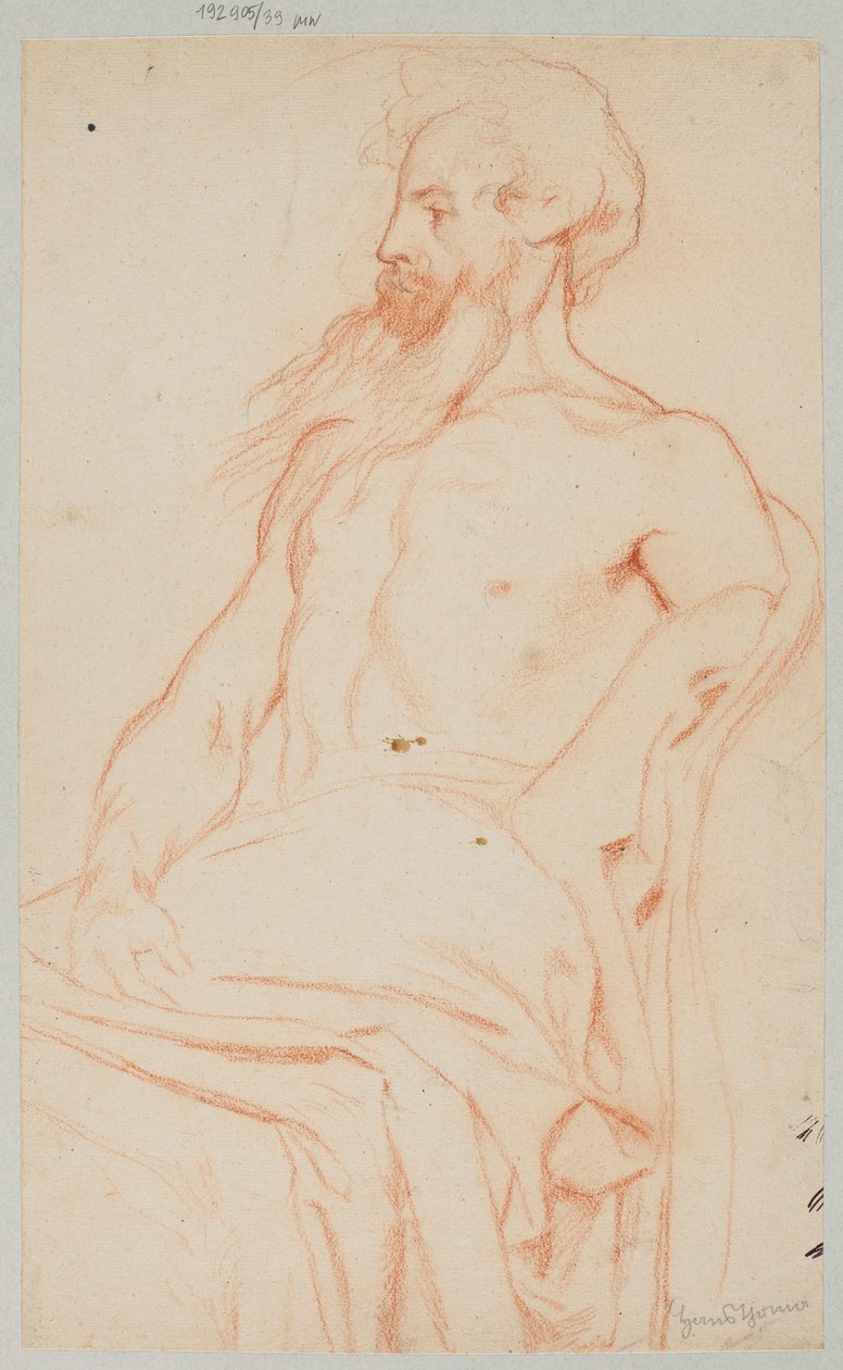 Un vecchio seminudo con la barba da Hans Thoma