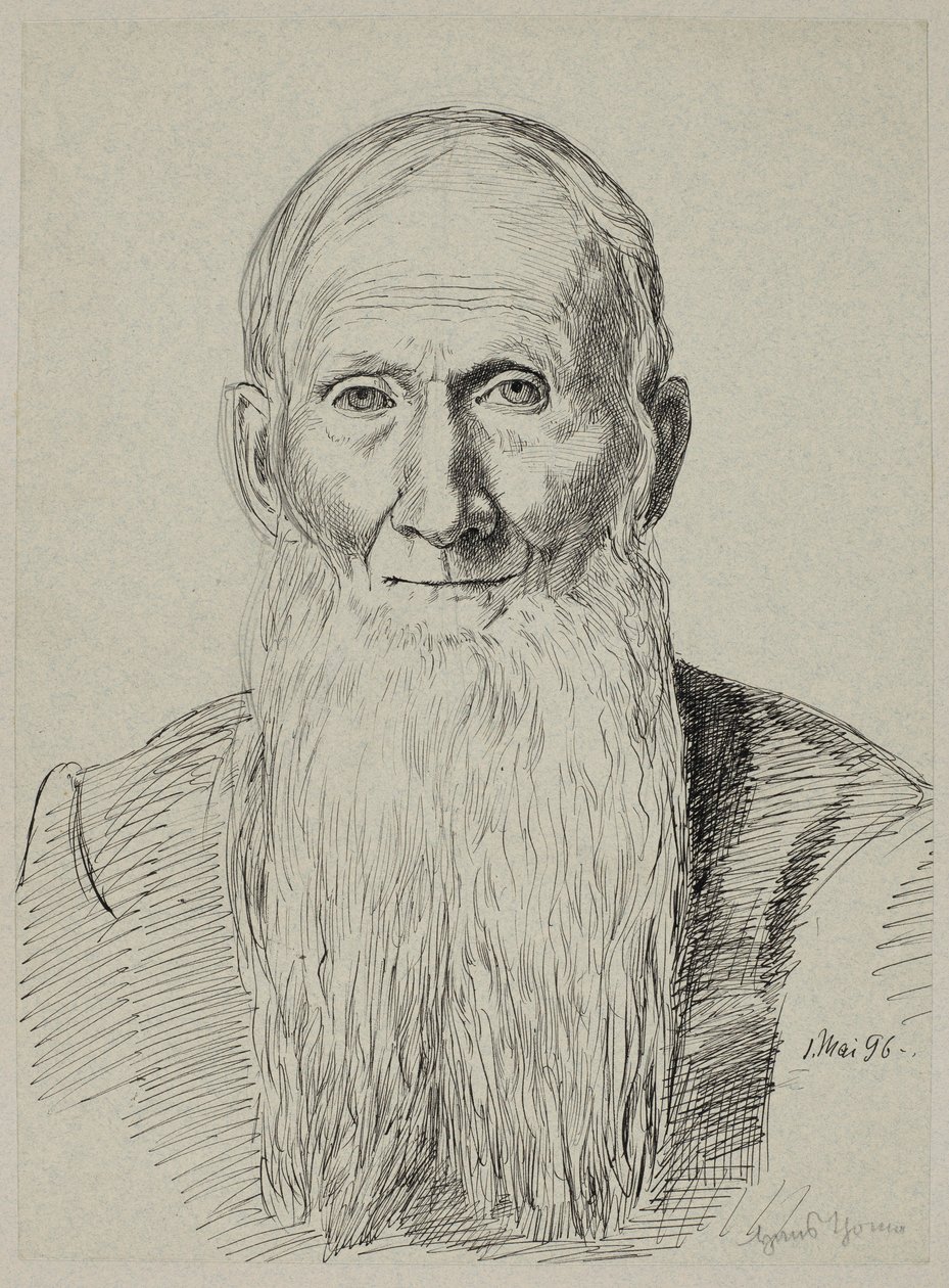Busto di un anziano con una lunga barba da Hans Thoma