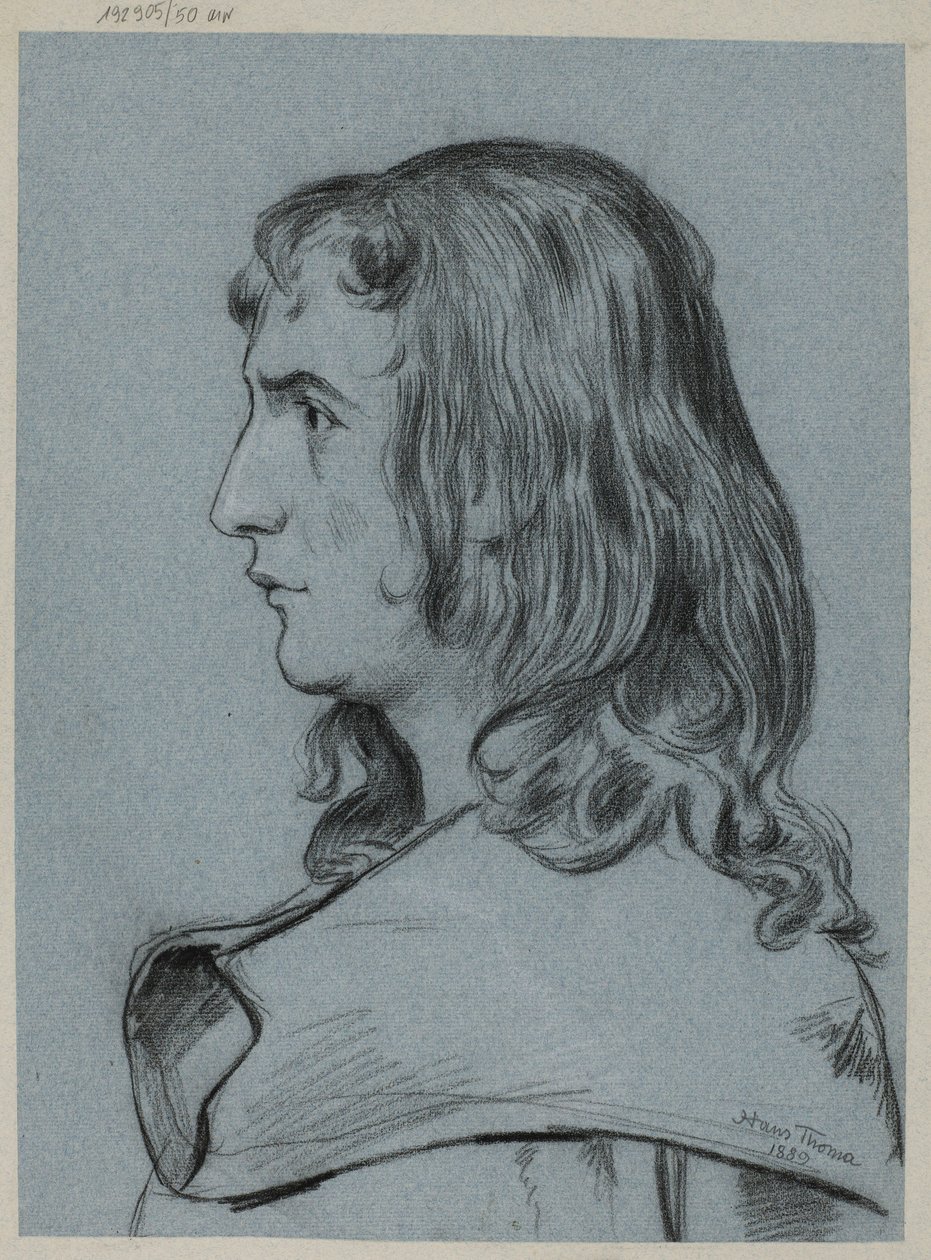 Profilo di un giovane uomo dai capelli lunghi da Hans Thoma