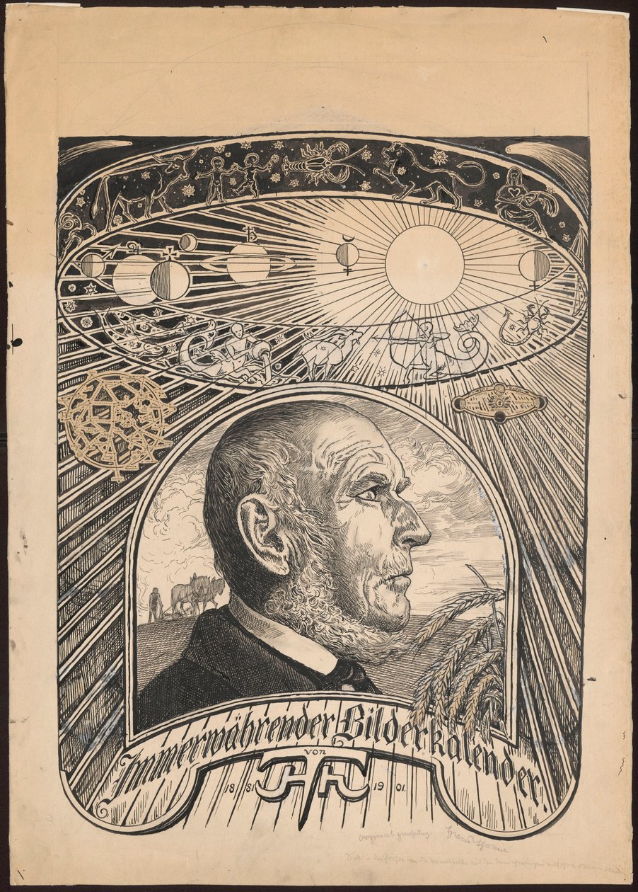Progetto di copertina per "Il calendario eterno in immagini" da Hans Thoma