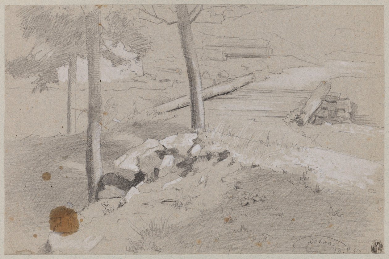Albero abbattuto al margine del bosco da Hans Thoma