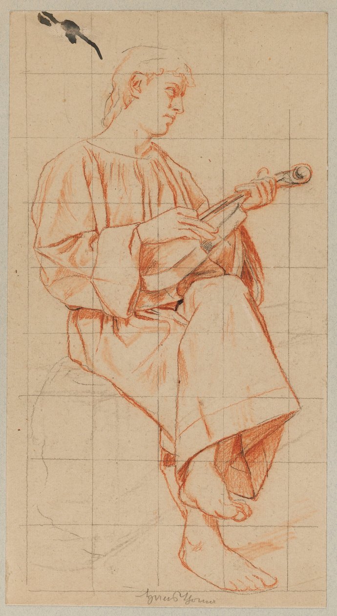 Un uomo seduto con un violino da Hans Thoma