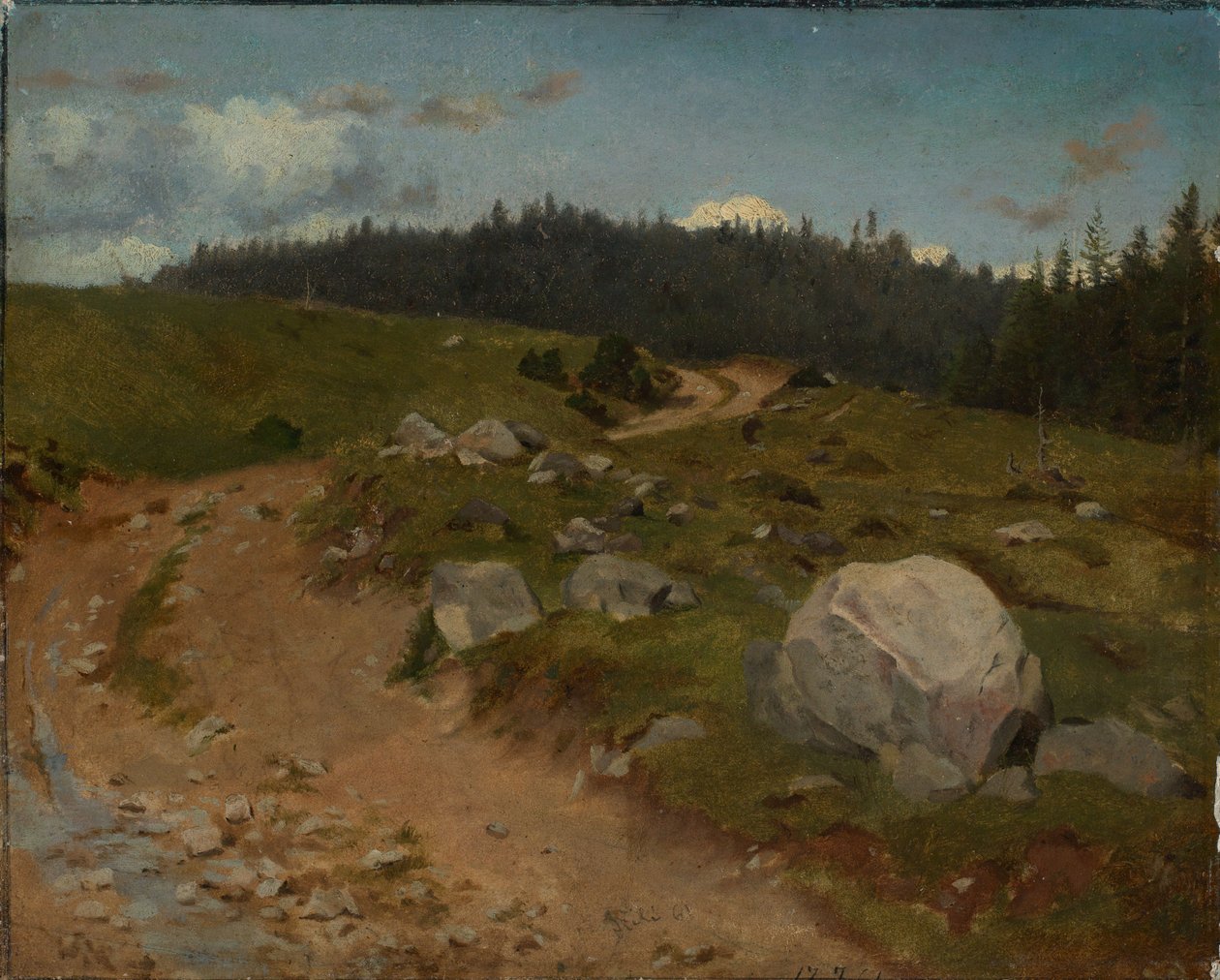Sentiero sassoso ai margini del bosco da Hans Thoma