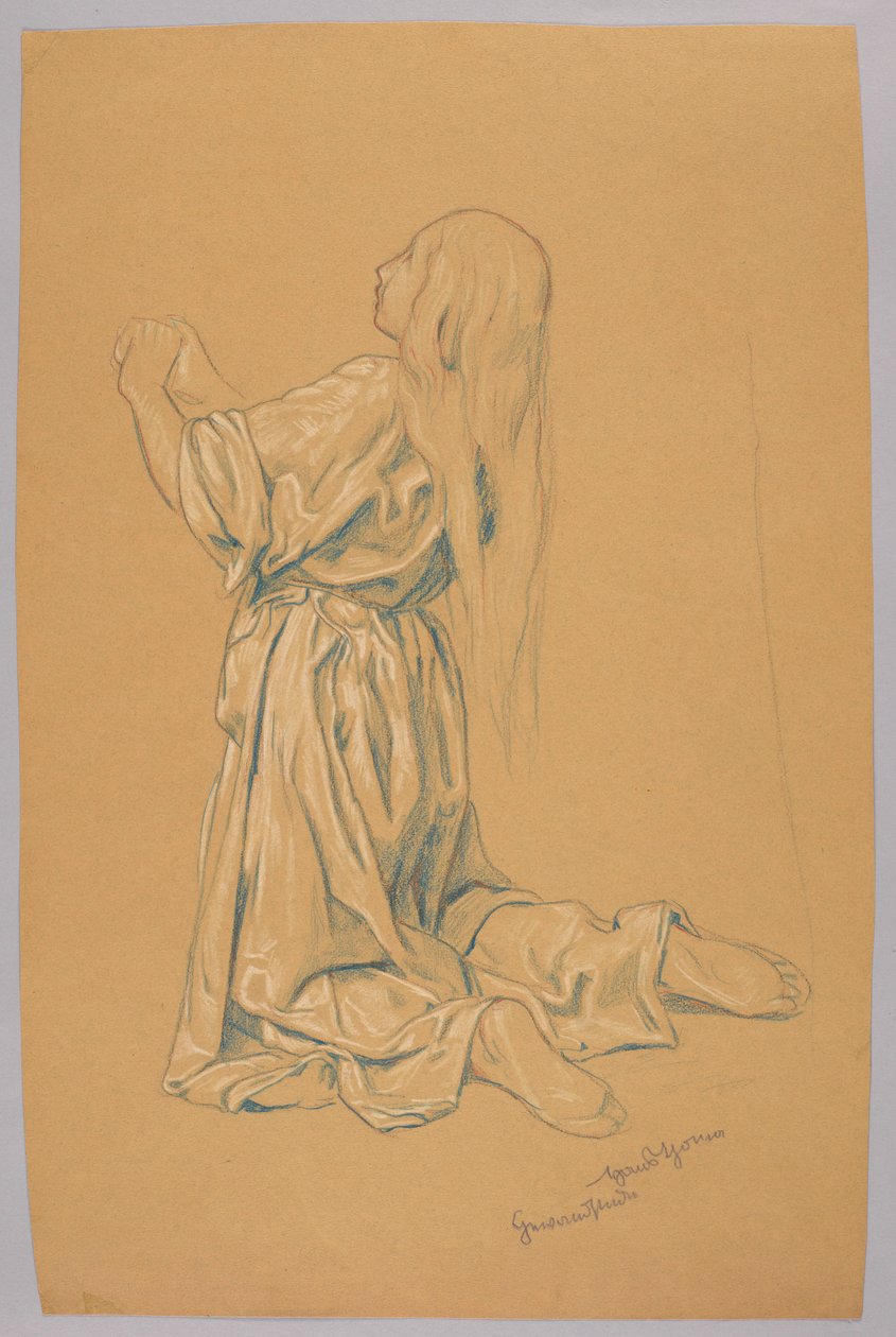 Studio di una donna inginocchiata da Hans Thoma