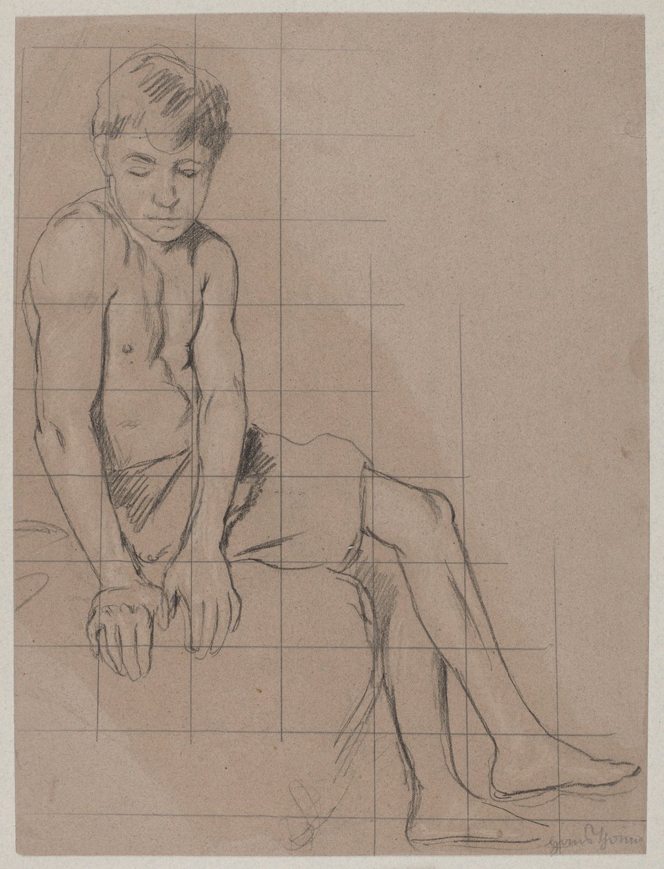 Studio di un ragazzo seduto da Hans Thoma