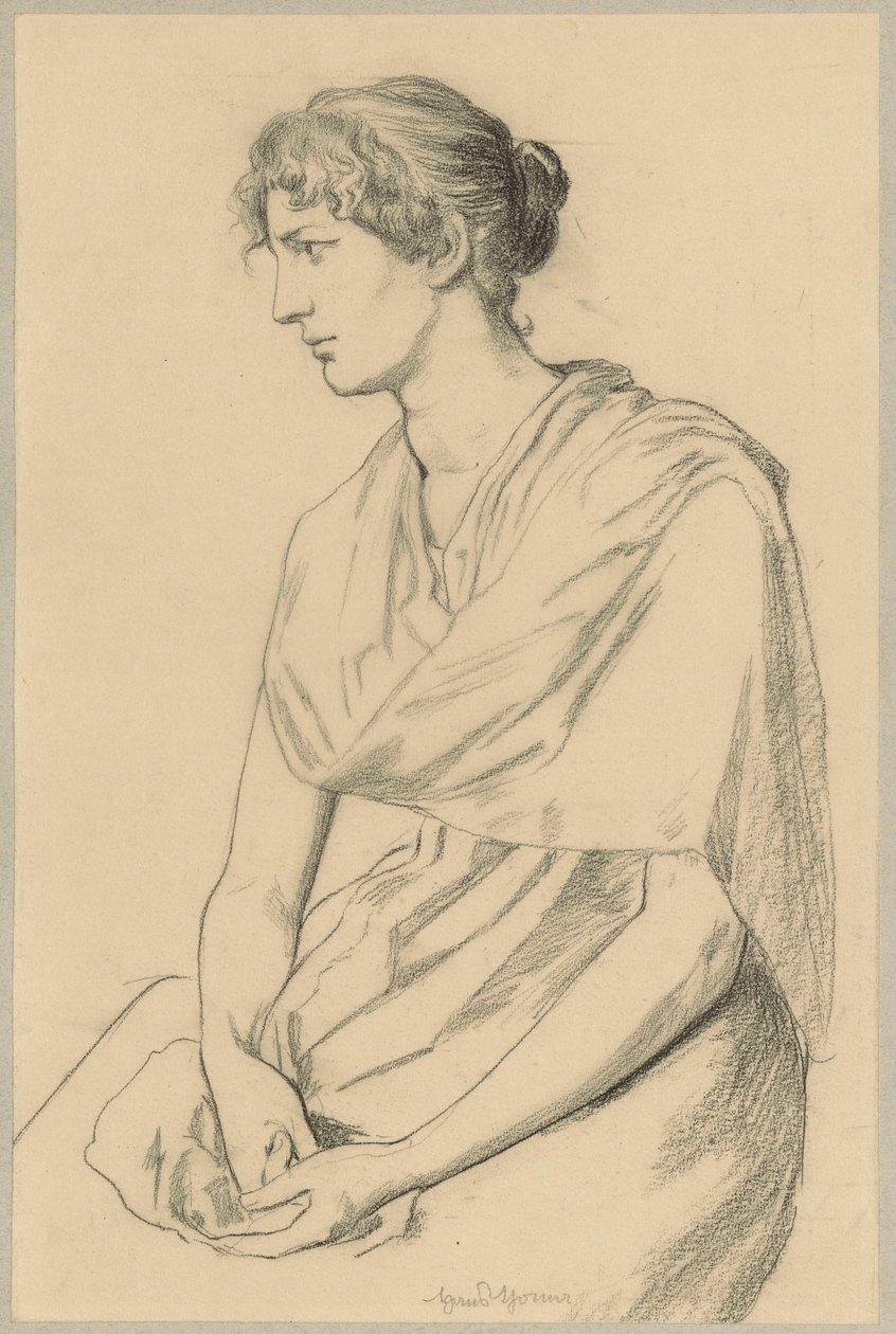 Studio di una donna seduta in abito in stile antico da Hans Thoma