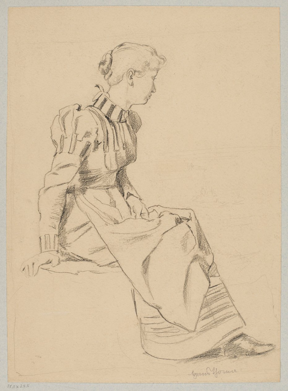 Studio di una giovane donna seduta in un lungo abito da Hans Thoma