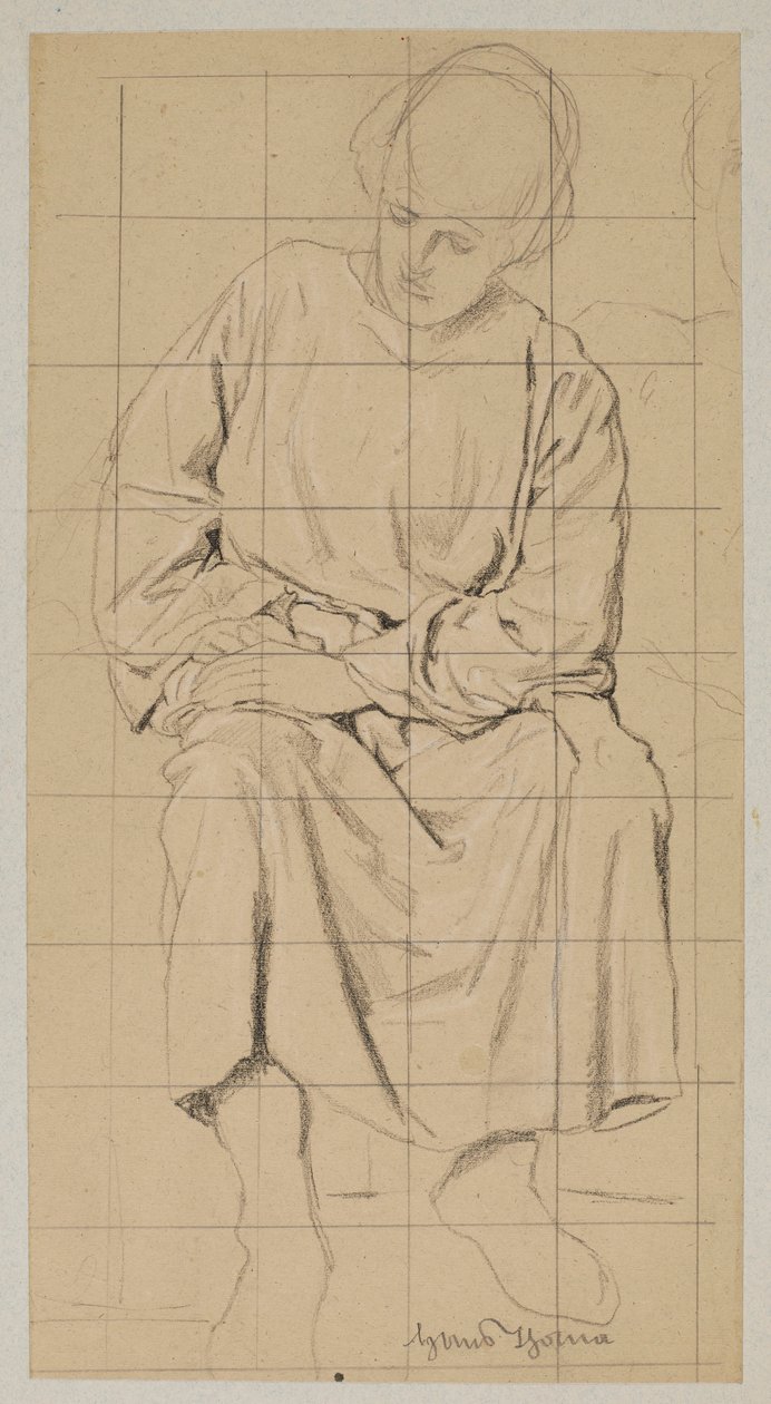 Studio di una figura seduta in una lunga veste da Hans Thoma