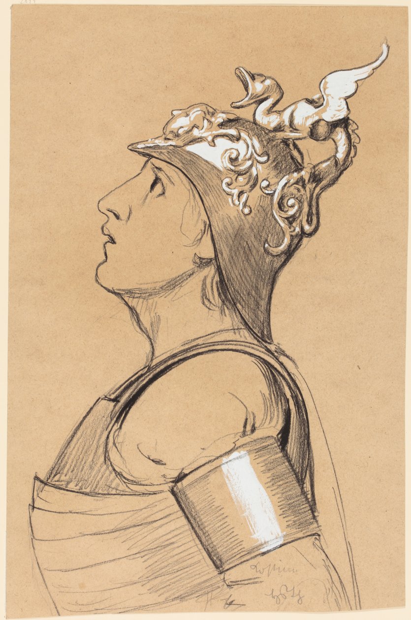 Valkyrie (Studio di costume per Bayreuth) Testa con elmo da Hans Thoma