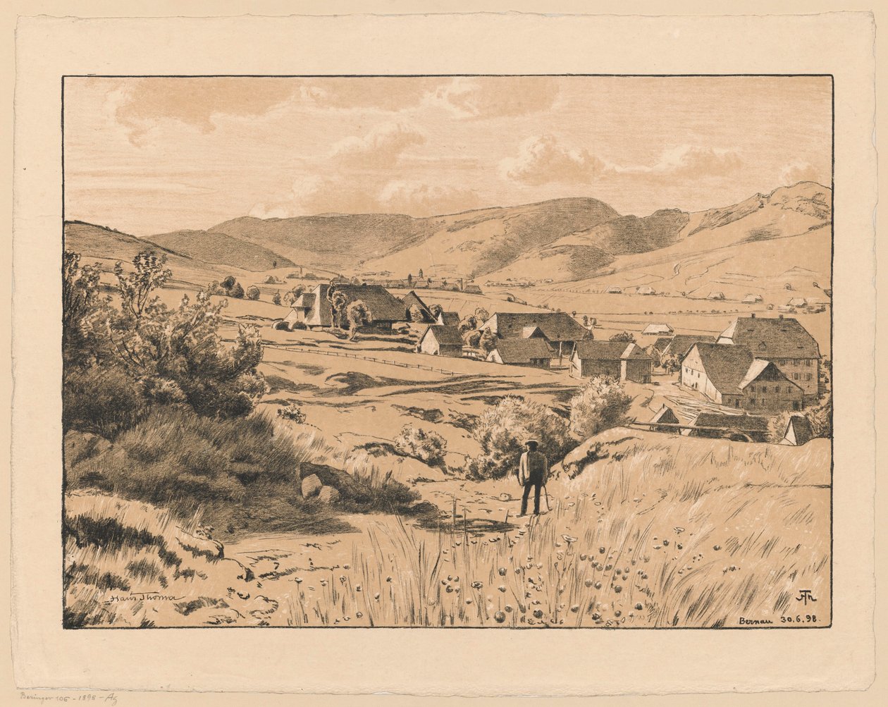 Vista di Bernau con un escursionista da Hans Thoma