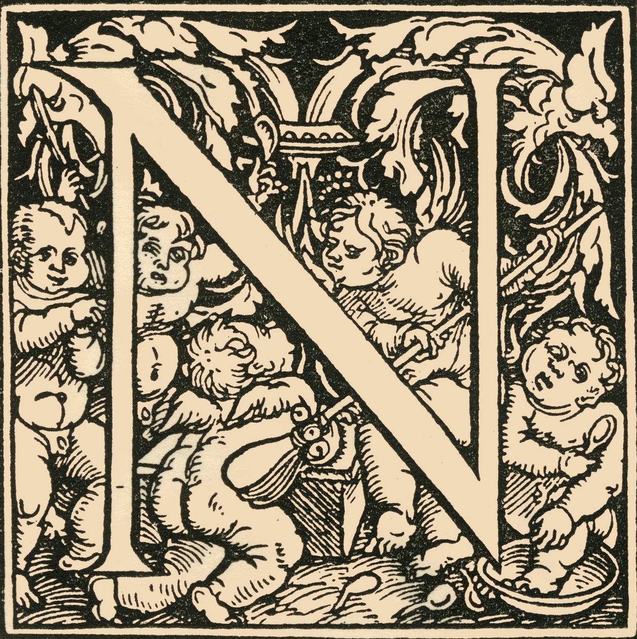 N - Un alfabeto di Hans Weiditz, c1520-1521, 1908 da Hans Weiditz