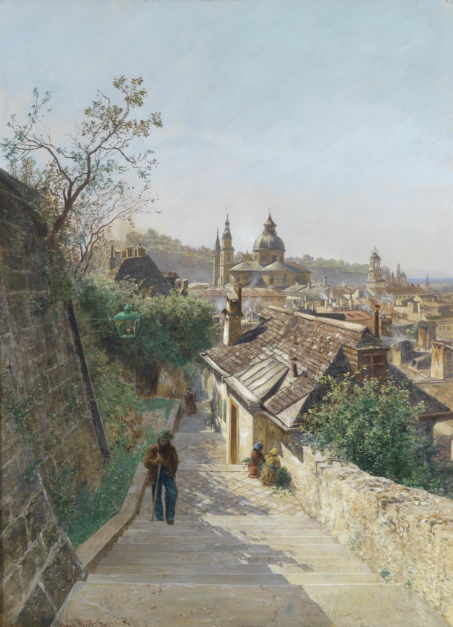 Vista sulla città vecchia di Salisburgo dalla scalinata di Nonnberg da Hans Witt