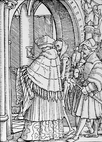 La Morte e il Canonico, da La Danza della Morte, inciso da Hans Lutzelburger, c.1538 da Hans after Holbein the Younger