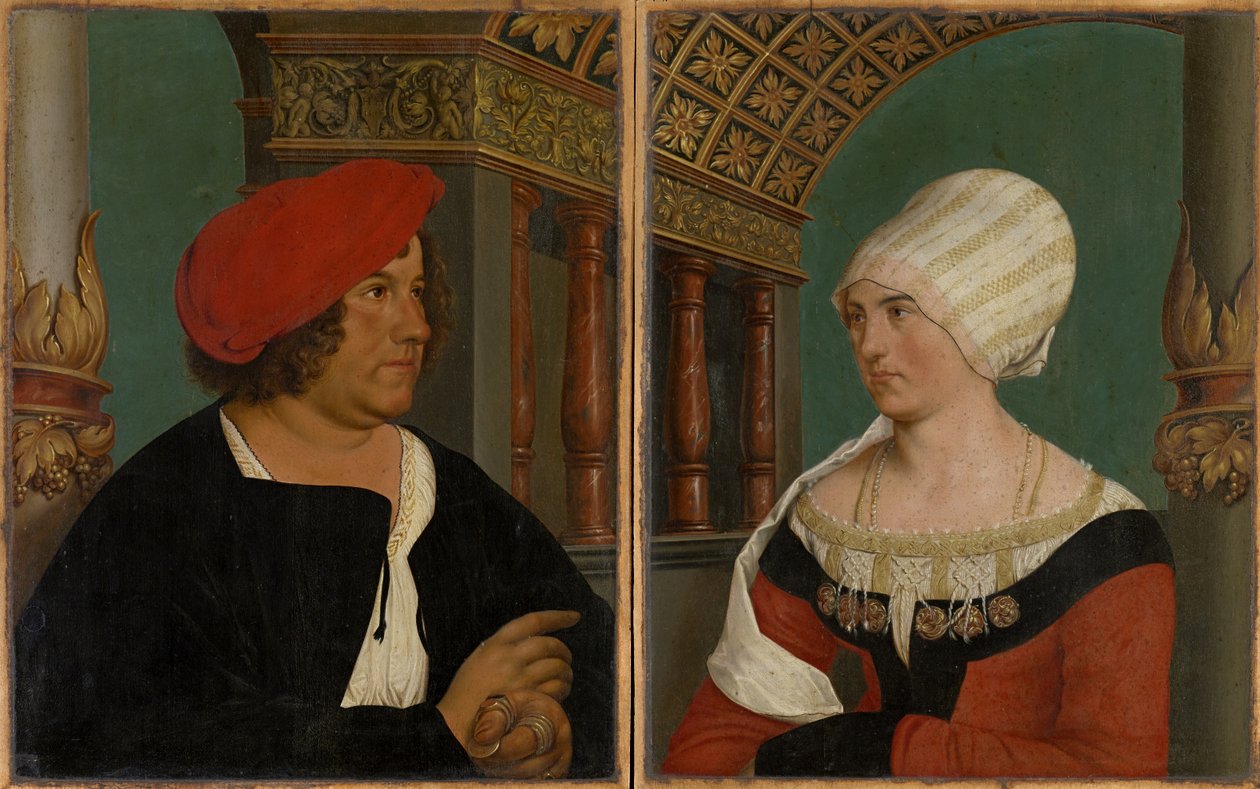 Doppio Ritratto del Sindaco di Basilea Jacob Meyer zum Hasen e sua Moglie Dorothea Kannengiesser, 1516 da Hans after Holbein the Younger