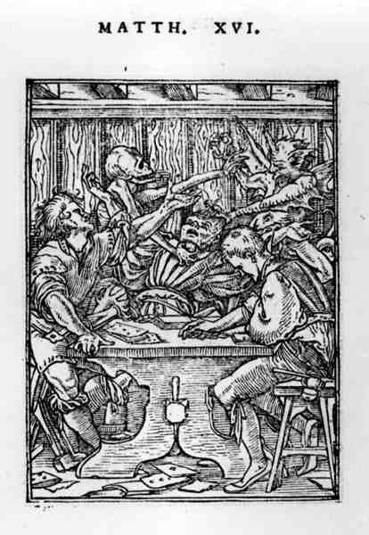 I Giocatori, dalla serie La Danza della Morte, inciso da Hans Lutzelburger (fl.1505-26) c.1526-28 da Hans after Holbein the Younger