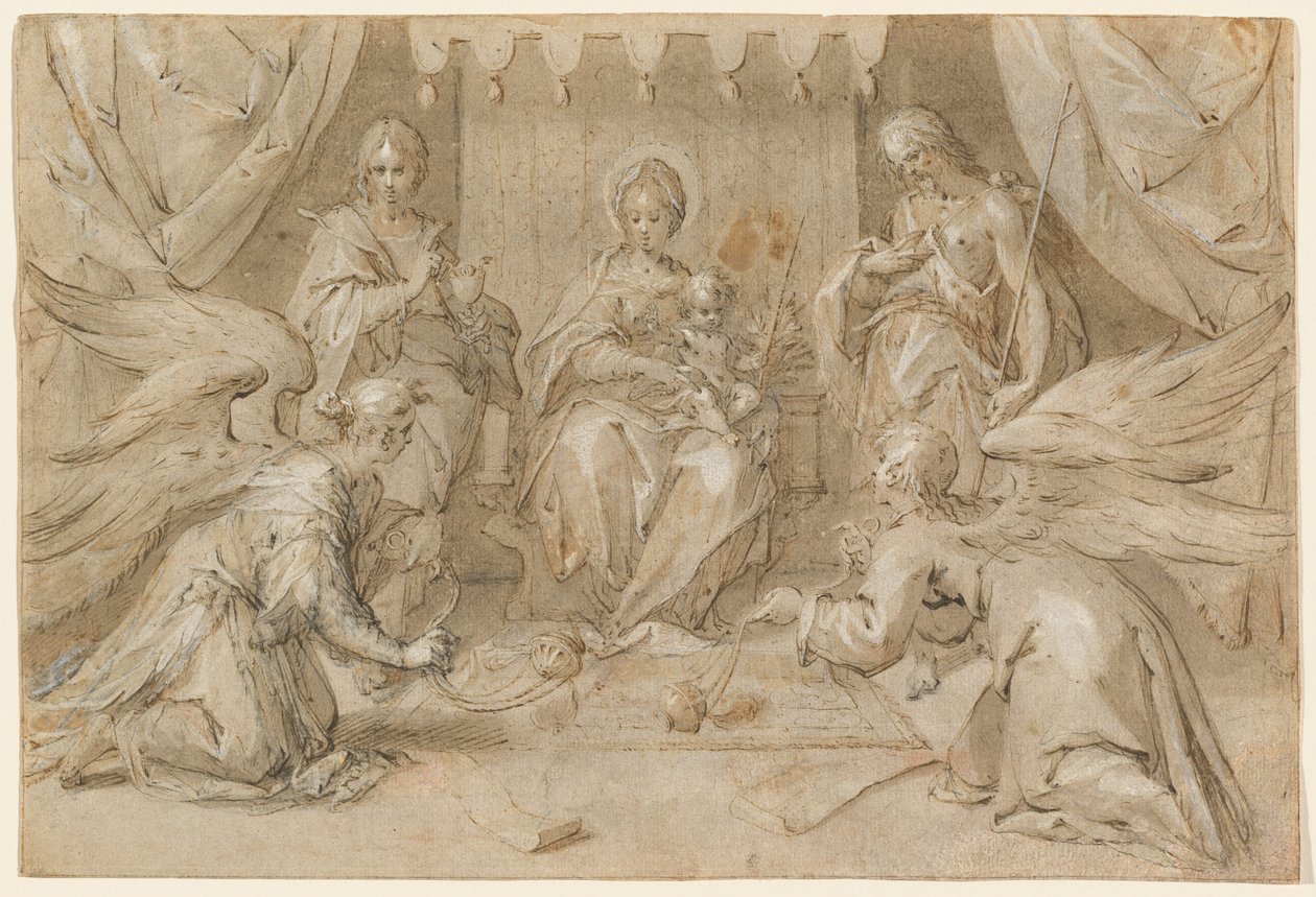 La Madonna in trono con San Giovanni Battista e San Giovanni Evangelista da Hans von Aachen