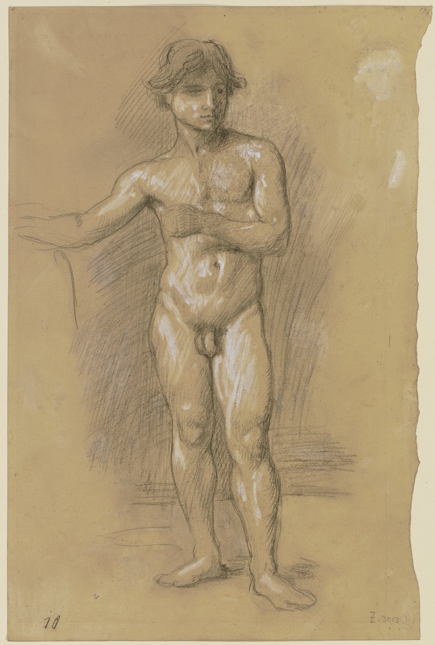 Nudo di un giovane uomo in piedi da Hans von Marées