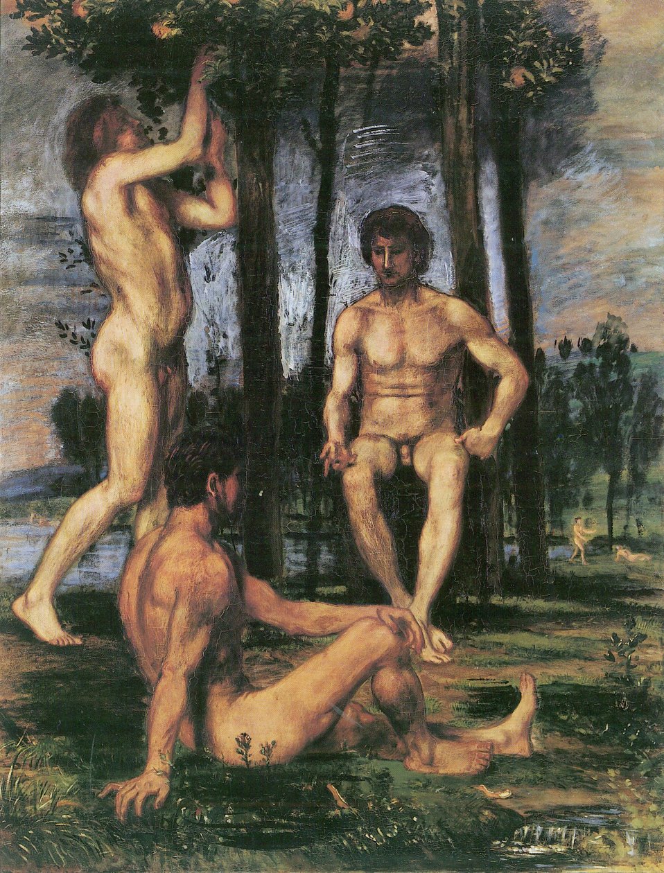 Tre giovani sotto gli aranci da Hans von Marées