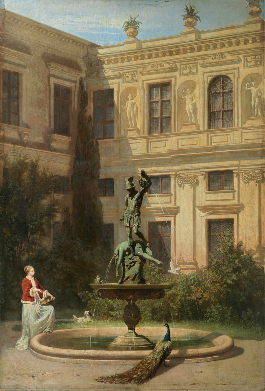 Tedesco: Der Grottenhof in der Münchner Residenz Cortile con la grotta nella Residenza Reale di Monaco di Baviera da Hans von Marées