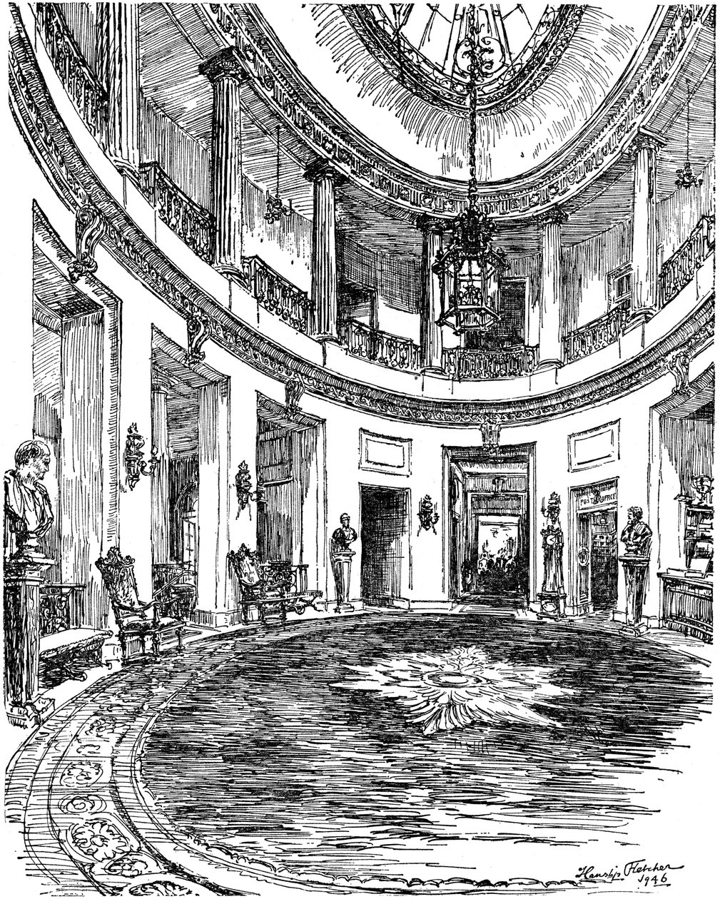 Ingresso del club RAC, Pall Mall, Londra, 1946 da Hanslip Fletcher