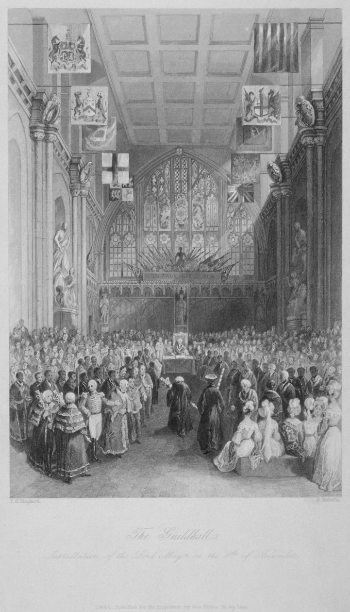 Installazione del Lord Mayor di Londra alla Guildhall, Città di Londra, 1838 da Harden Sidney Melville