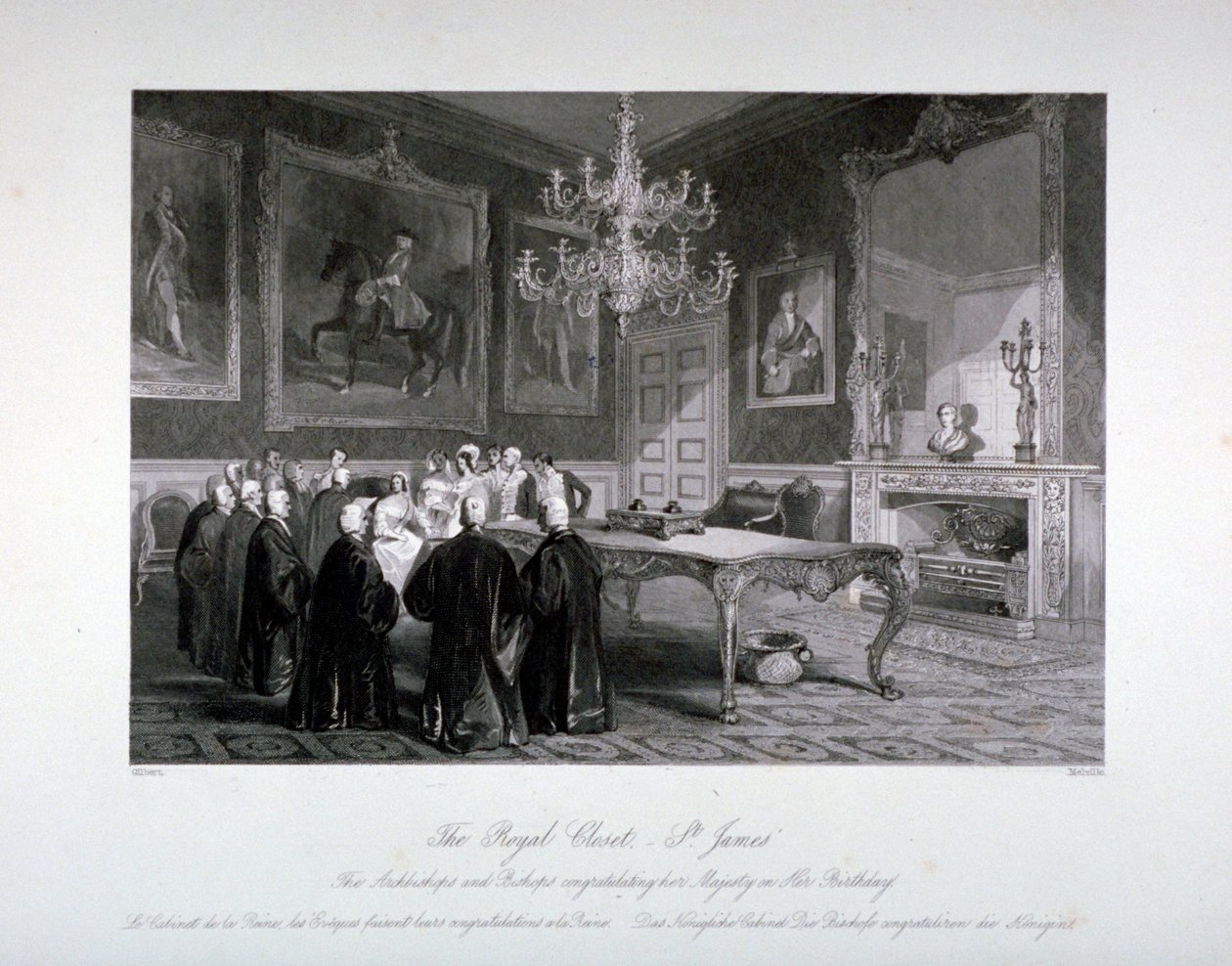Vista interna del Royal Closet nel Palazzo di St James, Westminster, Londra da Harden Sidney Melville