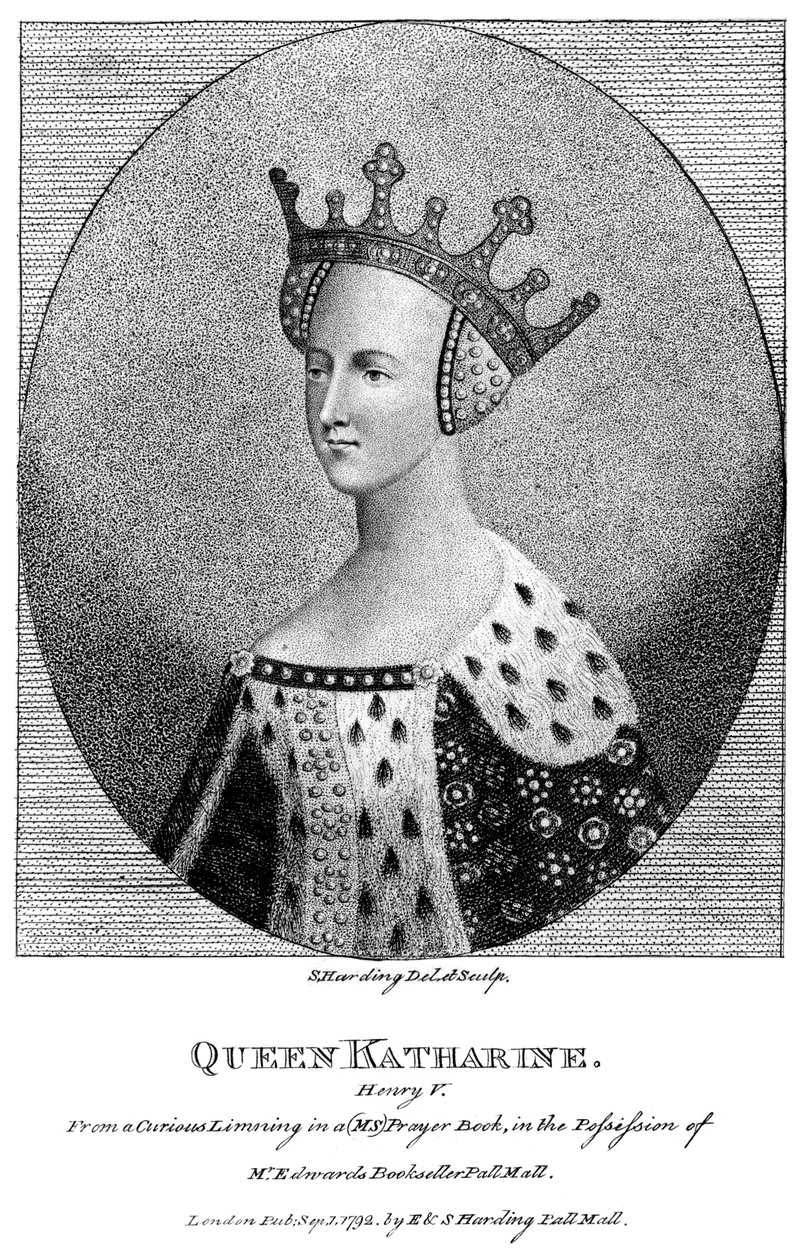 Caterina di Valois 1401-1437, regina consorte di Re Enrico V, 1792 da Harding